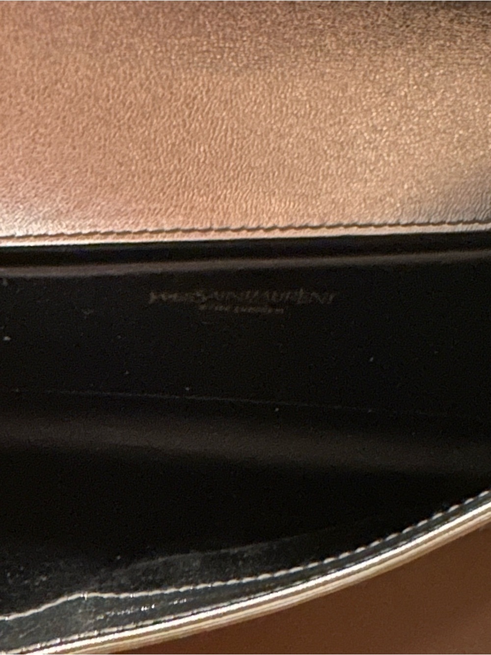 Yves Saint Laurent Metallic Silver Embossed Envelope Clutch - Picture 8 of 9